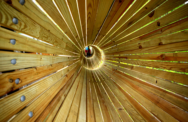 A tunnel on a high ropes course, courtesy Adventures on the Gorge