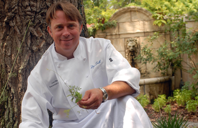 Celebrity chef John Besh in La Provence herb garden, photo courtesy LouisianaNorthshore.com