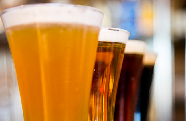 Enjoy a flight of local craft beer at Party on the Patio