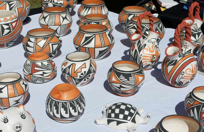 Meet and shop from Native American art vendors selling handcrafted pottery, jewelry and art.