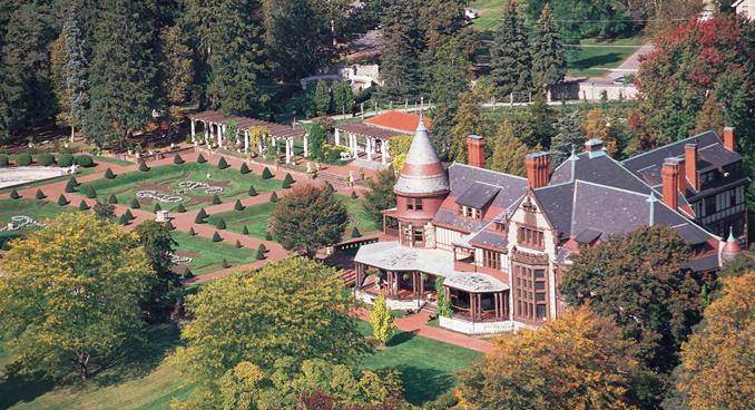 aerial view of Sonnenberg Mansion, courtesy Finger Lakes Visitors Connection