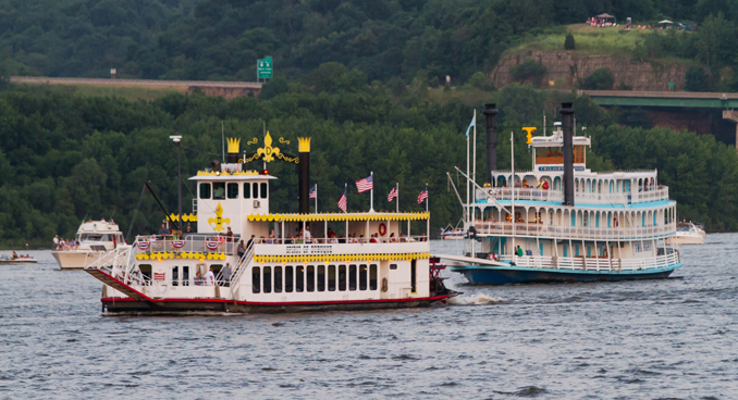 Riverboats often make an appearance in Dubuque, a Mississippi River town, courtesy Dubuque Area CVB