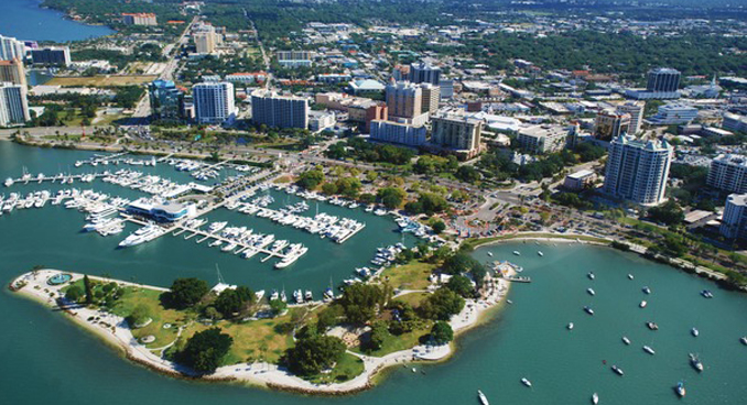 aerial view of downtown Sarasota